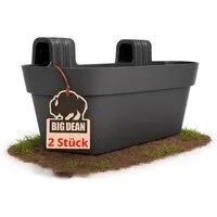 BigDean Balkonkasten 2x Balkongeländer 50cm Blumenkästen mit Wasserspeicher Balkonkasten (Set, 2 St., Balkongeländerkasten), Klassisches Design, Balkonhalterung bis 5cm