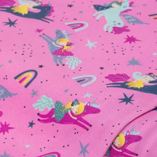Baumwoll-Jersey-Digitaldruck "Einhorn" mit Elasthan, rosa-color