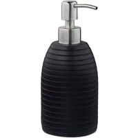 relaxdays Seifenspender Edelstahlpumpe Rille, schwarz