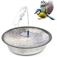 matches21 HOME & HOBBY Wasserspiel Solar-Brunnen Set für draußen - 40 cm Zink-Schale, (1 tlg), Wasser-Fontäne als Solar Spring-Brunnen Garten-Deko Vogeltränke