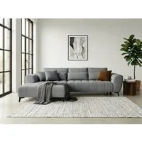 WERK2 Ecksofa Garay, XXL-Liegefläche: elektrisch ausziehbar auf ca. 228×126 cm, Luxus in Übergröße: XXL-Liegefläche, Komfort-Ottomane & stilvolle Füße