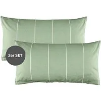 Esprit Bettwäsche HARPLINES Renforcé Kissenbezüge und Bettwäsche, Baumwolle, 2 teilig, 40 x 80 cm 2er Pack in Grün