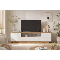 KLAM HOME Lowboard moderner TV-Schrank in weißer Ausführung (für Wohnzimmer Schlafzimmer), TV-Board Fernsehschrank Kommode für Fernseher 180 x 38 x 46