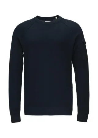 s.Oliver Red Label - Strickpullover mit aufgesetzter Tasche am Arm blau - Gr. - XXL