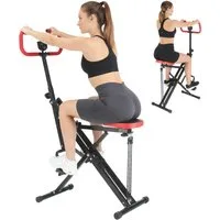 kehot Bauchtrainer Kompakter Squat Trainer mit Sitz & Griff, Klappbar (Höhen- und Sitzverstellung für Individuelles Ganzkörpertraining, Mit 3 Widerstandsbändern à 45 lbs für Zusätzliche Intensität), Stabiler Heimtrainer mit Zähler, belastbar bis 100 