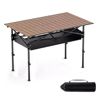 Xmund 120*55cm Outdoor Picnic Table with Net Pockets, Portable Egg Roll Table With Easy Carrying Bag Lightweight For Sel