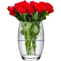 KONZEPT Dekovase Glasvase 20 cm – geriffelte Struktur, elegant, für Blumen & Deko (1 St), Stabiler Standfuß, Europäisches Produkt, Einfach zu reinigen