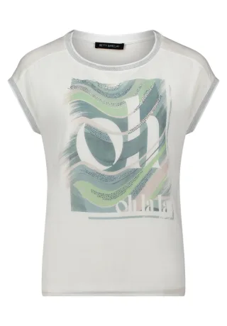 Betty Barclay - T-Shirt mit grafischem Print und überschnittenen Schultern weiß - Gr. - 46