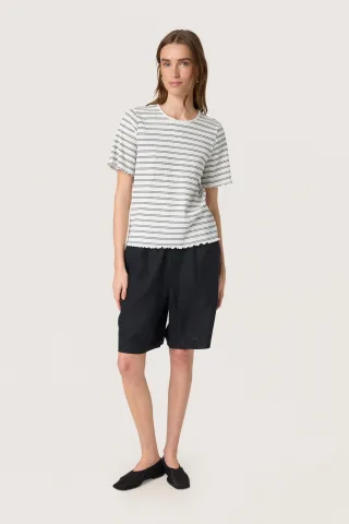 T-shirt Gerade Passform Black and White Stripe black white