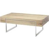 freiraum Couchtisch BIRMINGHAM, Schublade, Eiche furniert / Edelstahl-Optik - 110x40x60 (BxHxT)