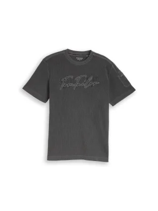 Tom Tailor - T-Shirt mit Waffelstruktur tarmac grey - Gr. - XXXL