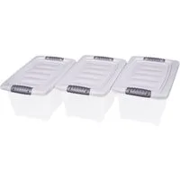 Spetebo Stapelbox 3er Stapelbox Multi Allzweck Box mit Deckel - 7 L (Set, 1 St., 3er Set), Deckel mit Klappverschlüssen und Griffen