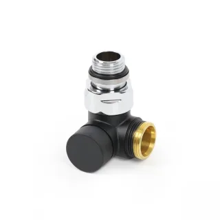 Terma Winkeleck-Absperrventil CYLINDER GZ 1/2"-GZ 24-19 links, Schwarz Matt, TGZOCM002, Schwarz TGZOCM002