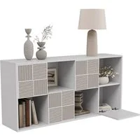 FUROKOY Bücherregal Bücherschrank mit 4 Türen 8 Fächern, für Arbeitszimmer Schlafzimmer Wohnzimmer, 125 x 30 x 60 cm