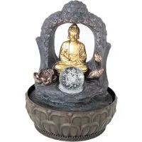 Lemodo Zimmerbrunnen Tischbrunnen Buddha mit Beleuchtung, mit LED-Beleuchtung