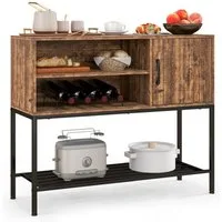 COSTWAY Weinschrank Buffetschrank mit Tür & Weinregal, 100x35x83cm