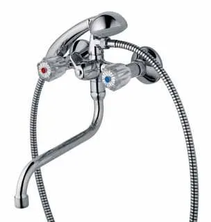 Kaja CLASSIC Mehrzweckb., m. S-Rohrauslauf, 250 mm, Gabelhaken,u. Brause-Set, chrom, 26855-4-c 26855-4-c