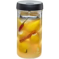GEFU Fermentationsglas NATIVO, Borosilikatglas, Glas, Kunststoff, Silikon, (Set, 3-tlg., Glasbehälter, Deckel mit Ventil, Beschwerungsgewicht), Innovatives Ferment Vent System für optimalen Gärprozess.