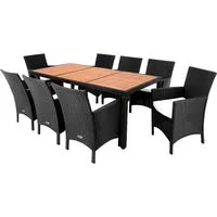Casaria Garten-Essgruppe Palermo, (9-tlg), 8 Personen Polyrattan inkl. 7cm Auflagen Akazie Holz Wetterfest