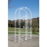 TPFGarden Rosenbogen Melia, Spalier - Rosenbogen mit Tor - Rankgitter aus massivem Eisen, Rosengitter - Kletterhilfe - Maße (HxBxT) 220 x 120 x 40cm