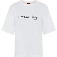 BOSS ORANGE T-Shirt Eregular Premium Damenmode mit Statement-Schriftzug, Relaxed Fit