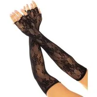 Leg Avenue Abendhandschuhe Fingerlose Handschuhe aus floralem Netz - schwarz (1-St) transparent