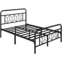 Yaheetech Metallbett, Vintage Bettrahmen mit Hohem Kopfteil, Bettgestell