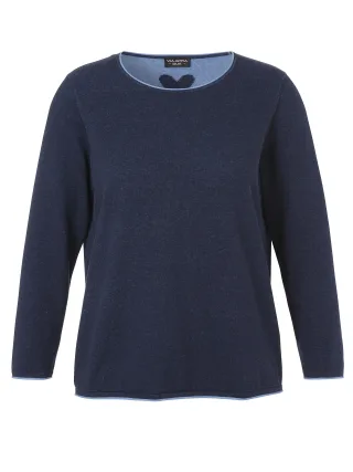 VIA APPIA DUE - Pullover Rundhals 1/1 Arm indigo/rauchblau - Gr. - 42
