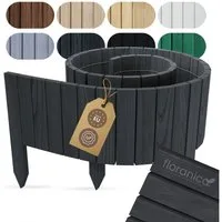 Floranica Palisade Beeteinfassung Flexibler Rollborder Rasenkante Beetumrandung Palisade, LxH: 200x10 cm, Anthrazit, für Blumen und Kräutergarten, Vorgarten, Wege, Rasenbegrenzung