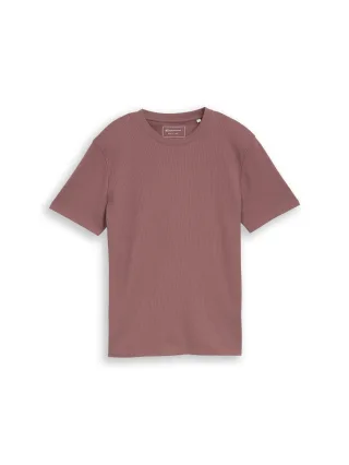 Denim Tom Tailor - T-Shirt mit Waffelstruktur rose taupe - Gr. - M