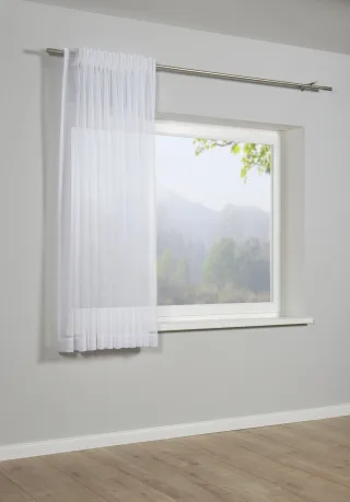 GARDINIA Gardine "Schal mit Gardinenband Voile Uni" verdeckte Schlaufen 1 Stk. tlg. Stoff Voile Uni