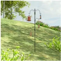 PawHut Vogeltränke Vogel Futterstation, 208 cm Höhe, inkl. 4 Haken 1.024 l, Vollständiges Futtersäulen, Stahl, Schwarz