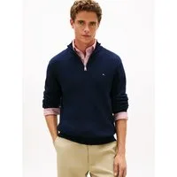 Tommy Hilfiger Strickpullover SEASONAL STRUCTURE ZIP MOCK Regular fit mit Troyerkragen