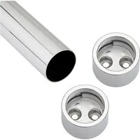 SO-TECH® Garderobenstange Kleiderstange chrom poliert Ø 25 mm, (Komplett-Set, 1 St), Länge 600 mm, inkl. 1 Paar zylindrischen Schrankstangenlager