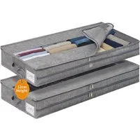 Insma Unterbettkommode 40.8L Unterbett Aufbewahrungsbox mit Deckel (2 St., Aufbewahrungstasche faltbare Organizer 85×40×12 cm), mit Doppelreißverschlüssen, verstärkten Griffen und PVC Sichtfenster