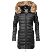 Marikoo Steppmantel Rose-Stepp zeitloser Winterparka mit großer Kunstfellkapuze