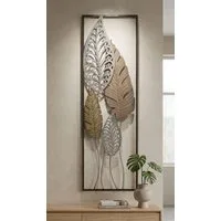 MF Wanddekoobjekt Botanica Leaf Metall Holz Wandbild Modern Glam 99 cm (1 St)