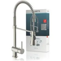 Schütte Spültischarmatur Cornwall Niederdruckarmatur, Edelstahl, Cold-Start, 2-Strahlbrause, schwenkbar