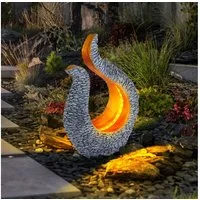 GLOBO LIGHTING LED Solarleuchte, LED-Leuchtmittel fest verbaut, Warmweiß, Solarleuchte Gartendeko Solar Skulptur Steinoptik Solarlampe gold