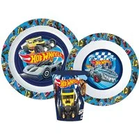 Hot Wheels Kindergeschirr-Set Hot Wheels Racing Kinder Geschirr-Set 3 teilig Becher Teller Schüssel (3-tlg), 1 Personen
