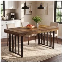 Tribesigns Esstisch 140 x70 cm für 4 Personen, rechteckiger Küchentisch im Landhausstil (140 x 70 x 75 cm), mit robusten Metallbeinen, für Zuhause, Esszimmer und kleine Räume
