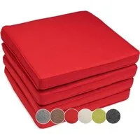 sunnypillow Stuhlkissen 4er Set Stuhlkissen wasserdicht UV-lichtecht BALI, 4er Set 40x40x5cm Rot