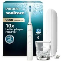 Philips Elektrische Zahnbürste Sonicare DiamondClean 9000 HX9911/27, mit Ladeglas und USB Reiseetui, Schallzahnbürste mit App, Drucksensor, 4 Putzmodi