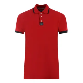 Aquascutum Branded Shoulder Tipped Rotes Poloshirt