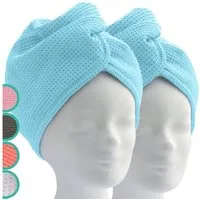 ELEXACARE Turban-Handtuch Haarturban mit Knopf, Mikrofaser (2-St), Turbanhandtuch mit Knopf und Schlaufe