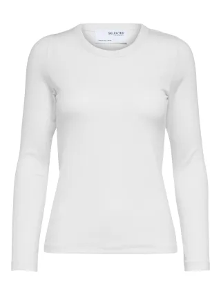 selected women - SLFDIANNA LS O-NECK TOP NOOS bright white - Gr. - XS