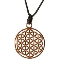 Saraswati Kette mit Anhänger Anhänger "Blume des Lebens" Kupfer 3,3cm mit Baumwollband