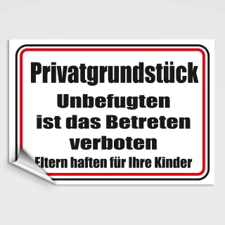 Aufkleber Privatgrundstück - Unbefugten ist das Betreten verboten