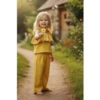 Parla Kids Shirt & Hose Gelber Zweiteiler Ruffle - Oberteil mit Rüschendetails und Hose