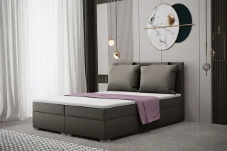 Boxspringbett Schlafzimmerbett MATRO 140x200cm in Stoff Soro Taupe